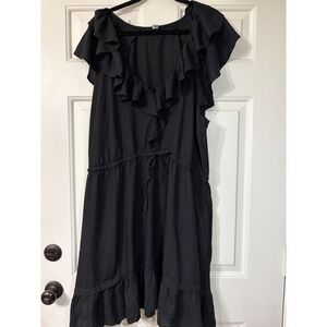 Old Navy | Plus size Ruffle Off-Shoulder Drop Waist Dress | 4X || Black|